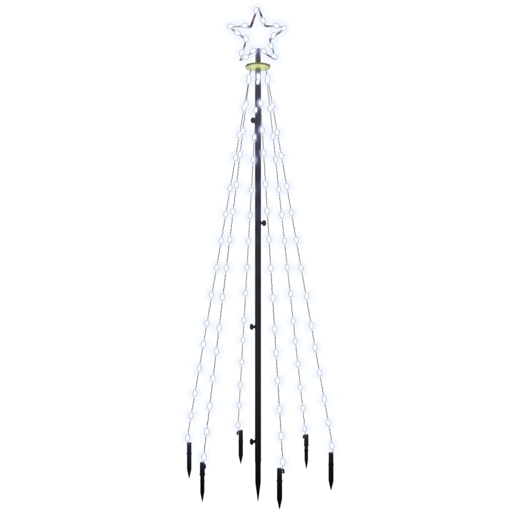 VidaXL juletræ med jordspyd 108 LED'er kold hvid 180 cm