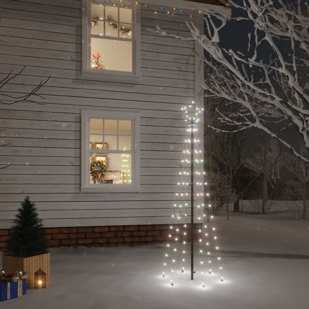 VidaXL juletræ med jordspyd 108 LED'er kold hvid 180 cm