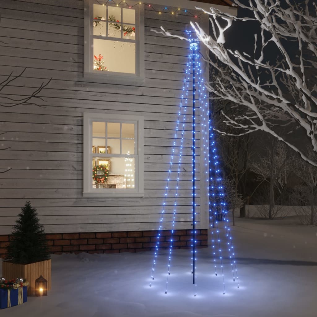 Vidaxl juletræ med jordstift 310 LED'er blå 300 cm