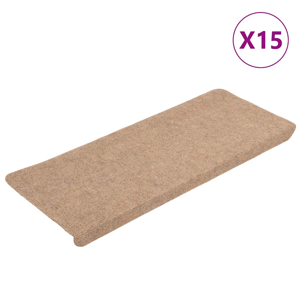 Vidaxl Stair Mats Self -fast 15 ST 65x24,5x3,5 cm beige