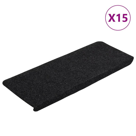 Vidaxl Stair Mats Self -fast 15 ST 65x24,5x3,5 cm sort