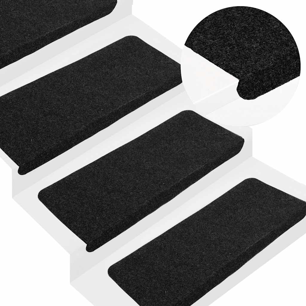 Vidaxl Stair Mats Self -fast 15 ST 65x24,5x3,5 cm sort
