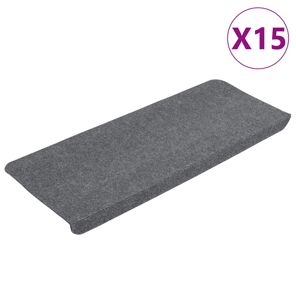 Vidaxl Stair Mats Self -fast 15 ST 65x24,5x3,5 cm grå