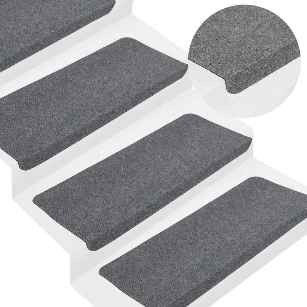 Vidaxl Stair Mats Self -fast 15 ST 65x24,5x3,5 cm grå