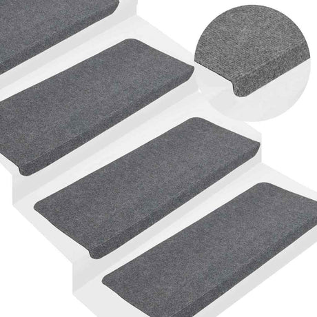 Vidaxl Stair Mats Self -fast 15 ST 65x24,5x3,5 cm grå