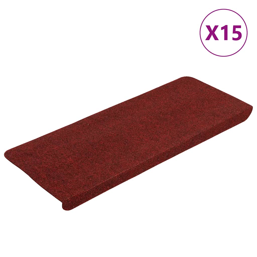 Vidaxl Stair Mats Selvlavt 15 ST 65x24,5x3,5 cm rød