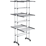 Vidaxl tørringsstativ 3-lag med hjul 60x70x129 cm sølvfarvet