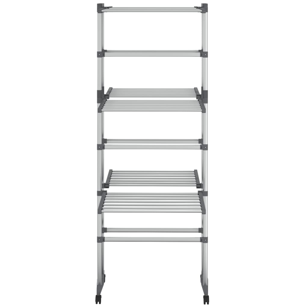Vidaxl tørringsstativ 3-lag med hjul 60x70x129 cm sølvfarvet