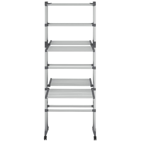 Vidaxl tørringsstativ 3-lag med hjul 60x70x129 cm sølvfarvet