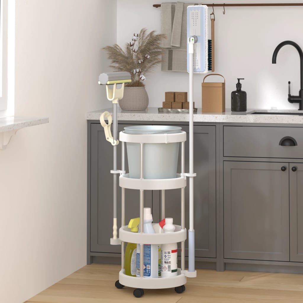 Vidaxl schoonmaakwagen met opbergmand aluminium
