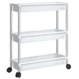 Vidaxl Storage Trolley 3 Layer Aluminium Silver and White