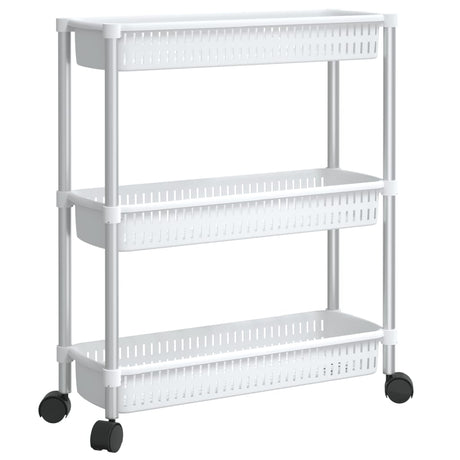 Vidaxl Storage Trolley 3 Layer Aluminium Silver and White