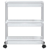 Vidaxl Storage Trolley 3 Layer Aluminium Silver and White