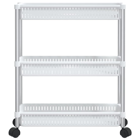 Vidaxl Storage Trolley 3 Layer Aluminium Silver and White