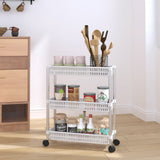 Vidaxl Storage Trolley 3 Layer Aluminium Silver and White