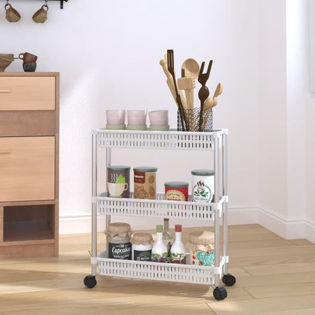 Vidaxl Storage Trolley 3 Layer Aluminium Silver and White