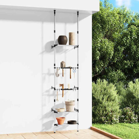 Vidaxl Garden Rack med 3 hylder med teleskopisk aluminiumsølvfarvet