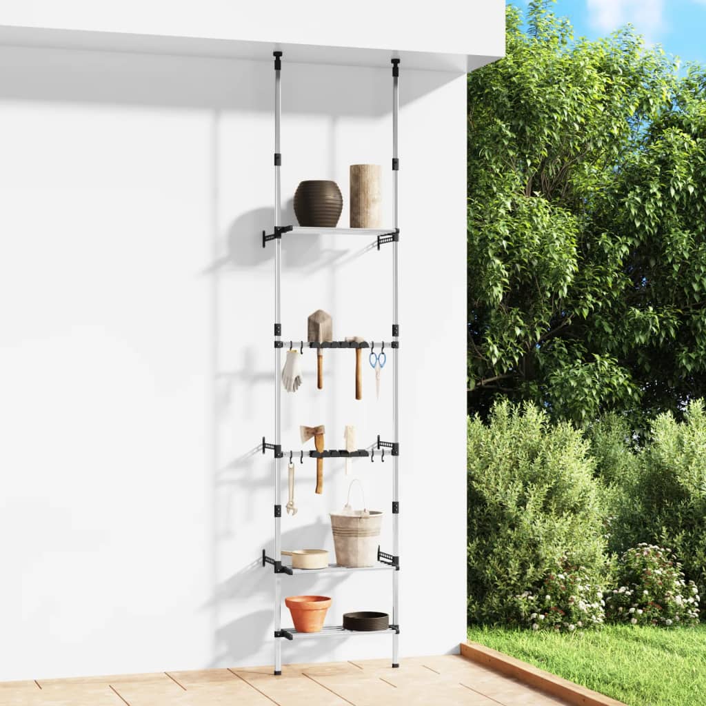 Vidaxl Garden Rack med 3 hylder med teleskopisk aluminiumsølvfarvet