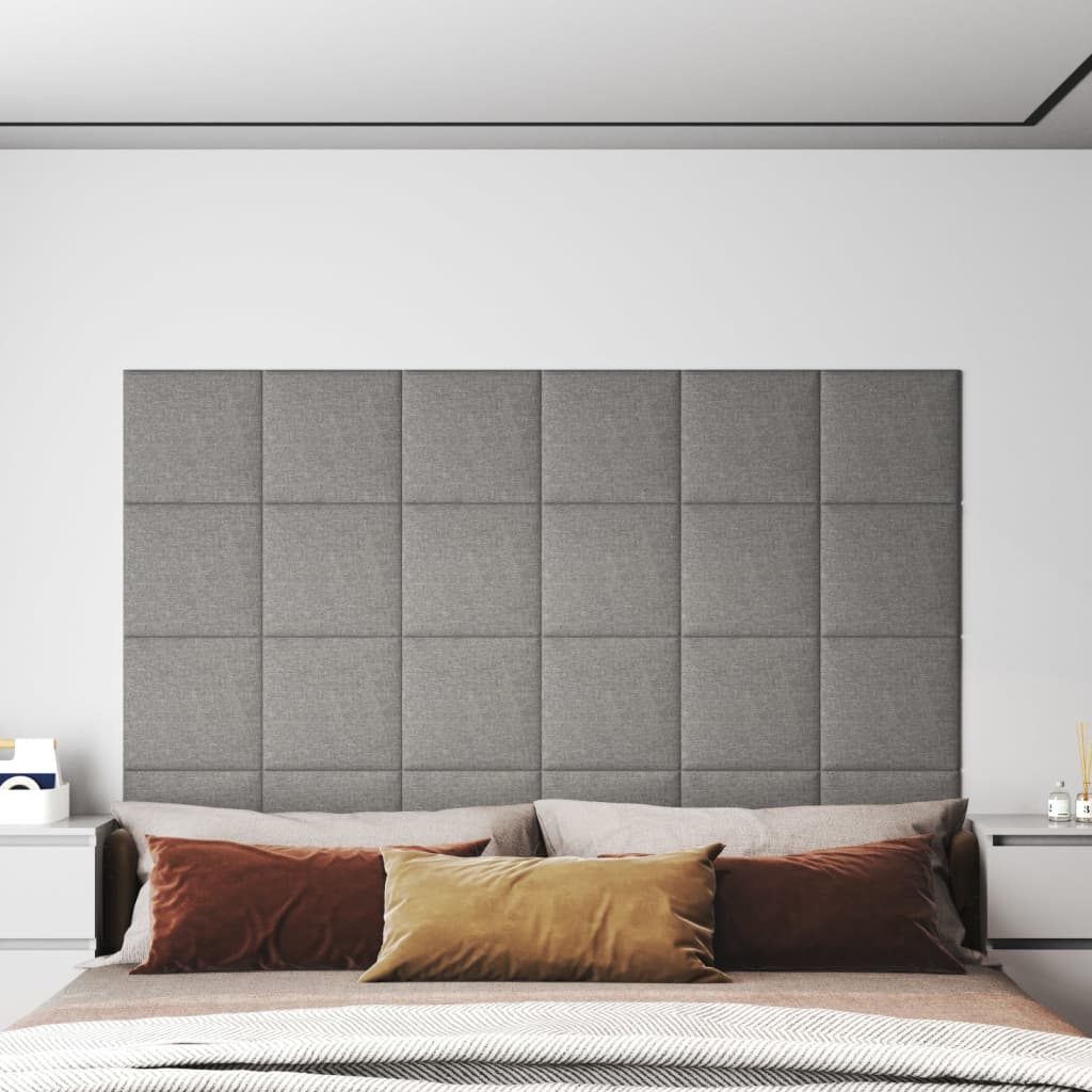 Vidaxl vægpaneler 12 st 1,08 m² 30x30 cm stof lysegrå