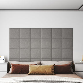 Vidaxl vægpaneler 12 st 1,08 m² 30x30 cm stof lysegrå
