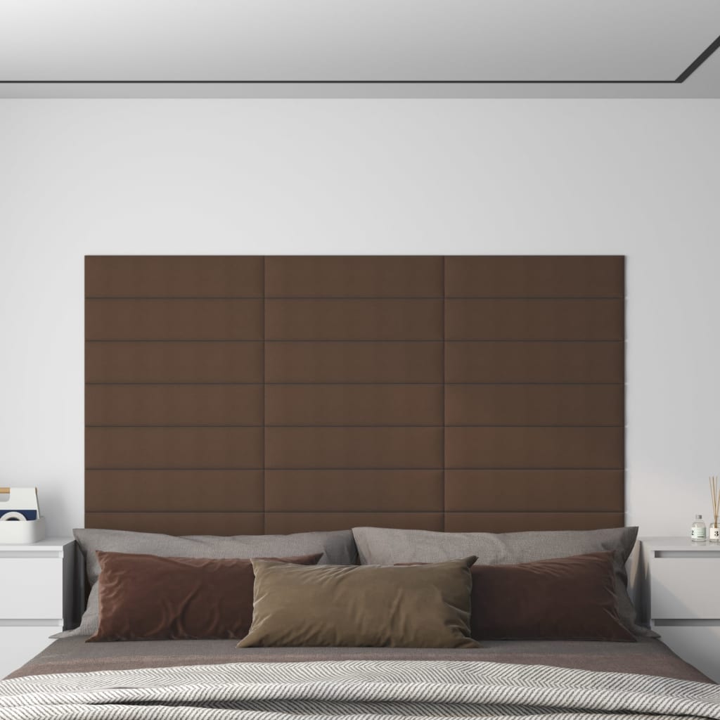 Vidaxl vægpaneler 12 st 1,08 m² 60x15 cm stofbrun