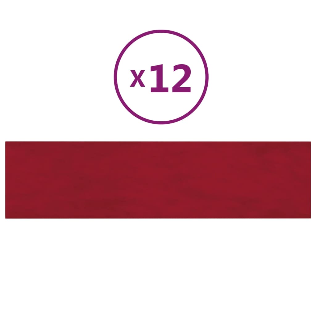 Vidaxl vægpaneler 12 ST 1,08 m² 60x15 cm Velvet Wine Red