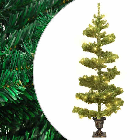 Vidaxl Kunstkerstboom med belysning og pot 120 cm PVC Green