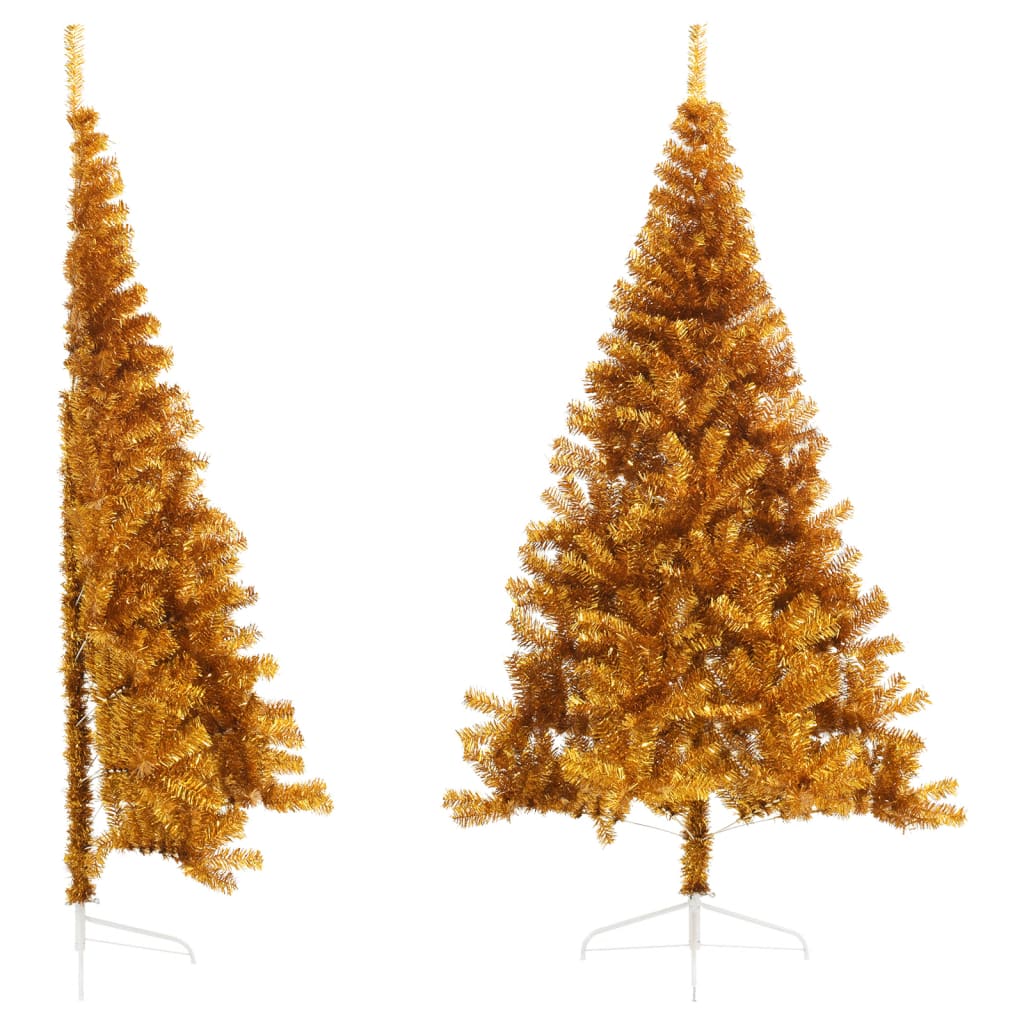 Vidaxl Kunstkerstboom halvdelen med standard 240 cm cap guldfarvet