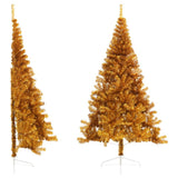 Vidaxl Kunstkerstboom halvdelen med standard 240 cm cap guldfarvet