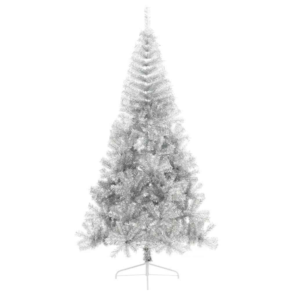 Vidaxl Kunstkerstboom halvdelen med standard 210 cm kæledyr sølvfarvet