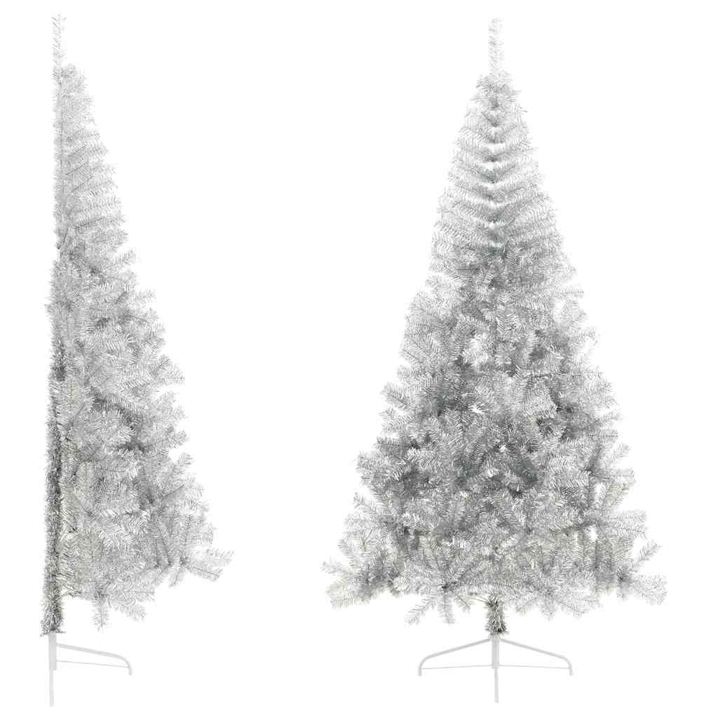 Vidaxl Kunstkerstboom halvdelen med standard 240 cm cap sølvfarvet