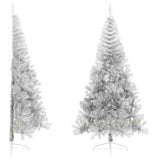 Vidaxl Kunstkerstboom halvdelen med standard 240 cm cap sølvfarvet