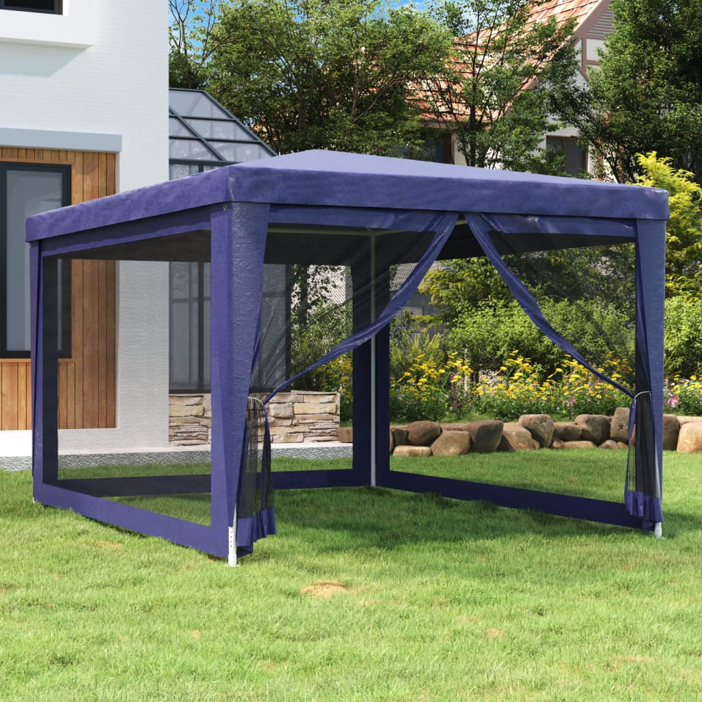 Vidaxl Party Telt med 4 mesh sidevægge 3x4 m HDPE Blue