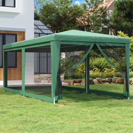 Vidaxl Party Telt med 6 mesh sidevægge 3x6 m HDPE Green