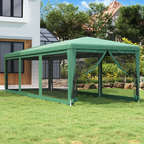 Vidaxl Party Telt med 8 mesh sidevægge 3x9 m HDPE Green