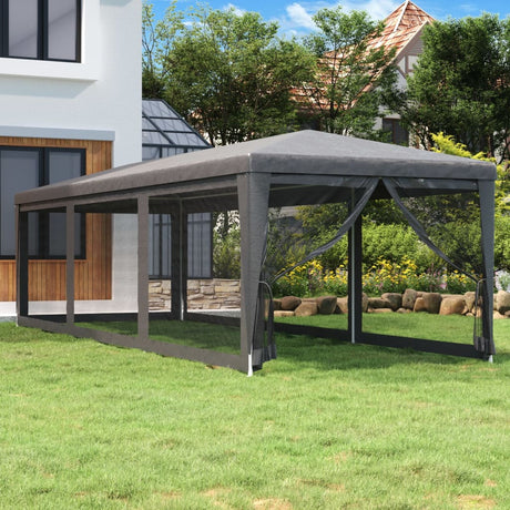 Vidaxl Party Telt med 8 mesh -sidevægge 3x9 m HDPE Anthracite -farvet