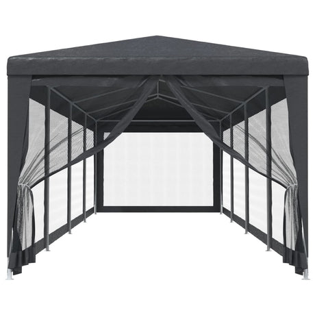 Vidaxl Party Telt med 10 mesh -sidevægge 3x12 m HDPE Anthracite -farvet