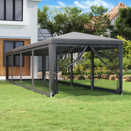 Vidaxl Party Telt med 10 mesh -sidevægge 3x12 m HDPE Anthracite -farvet