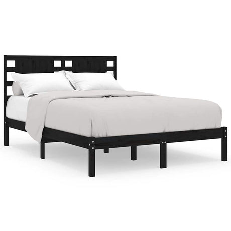 Vidaxl bedframe massief grenenhout zwart 140x190 cm