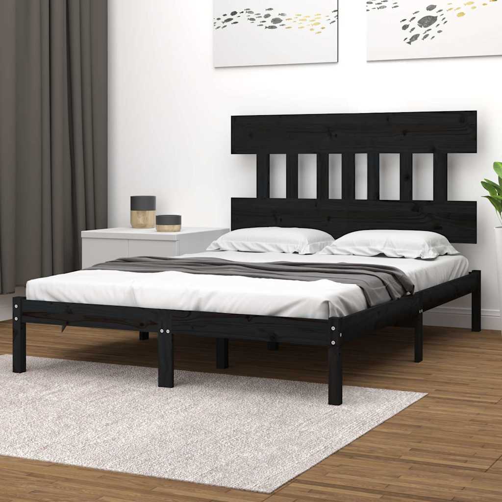 Vidaxl bedframe massief hout zwart 140x190 cm