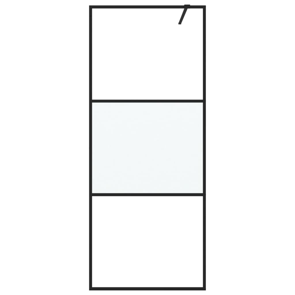 Vidaxl walk-in brusevæg 80x195 cm halvmat esg glas sort