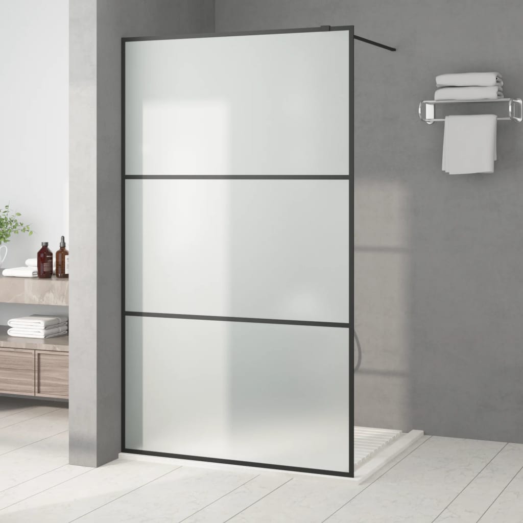 Vidaxl walk-in brusevæg 115x195 cm Mat esg glas sort