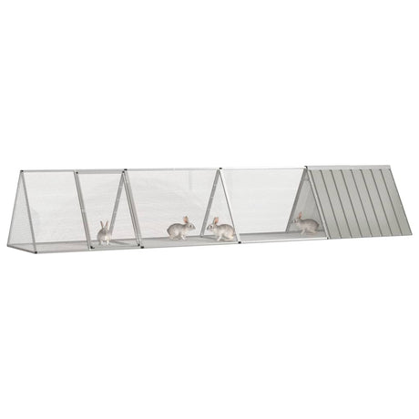 Vidaxl konijnenhok 403,5x80,5x71 cm gegalvaniseerd staal grijs