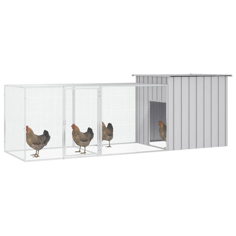 Vidaxl Chicken Coop 300x91x100 cm galvaniseret stålgrå