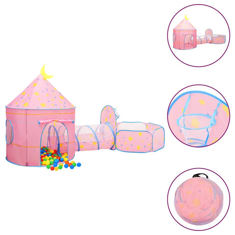 VidaXL legetelt til børn med 250 bolde 301x120x128 cm pink