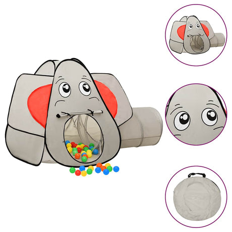 VidaXL legetelt til børn med 250 bolde elefant 174x86x101 cm grå