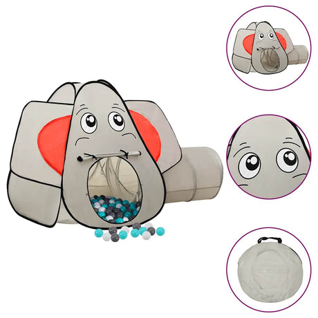 VidaXL legetelt til børn med 250 bolde elefant 174x86x101 cm grå