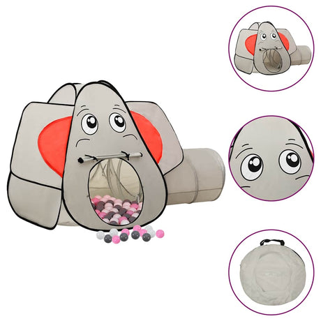 VidaXL legetelt til børn med 250 bolde elefant 174x86x101 cm grå