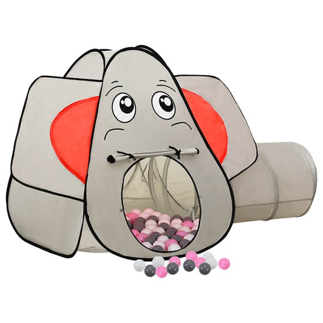 VidaXL legetelt til børn med 250 bolde elefant 174x86x101 cm grå
