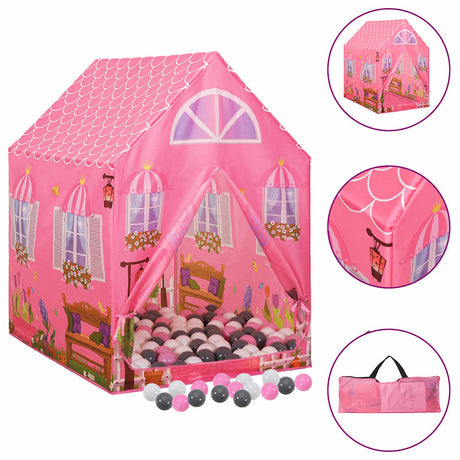 VidaXL børnetelt med 250 bolde 69x94x104 cm pink